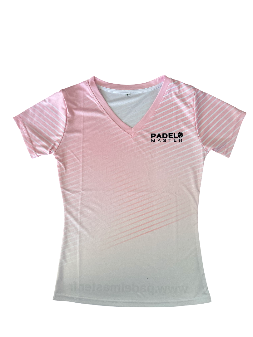 T-SHIRT ROSE & BLANC FEMME - LOGO PADEL MASTER 2025