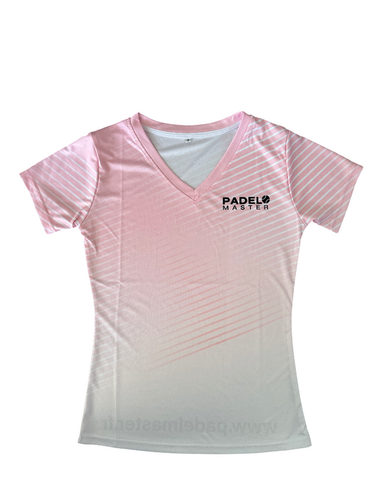 T-SHIRT ROSE & BLANC FEMME - LOGO PADEL MASTER 2025