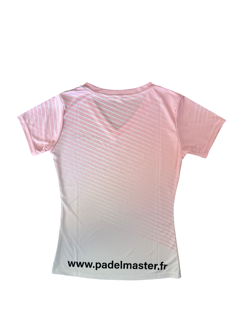 T-SHIRT ROSE & BLANC FEMME - LOGO PADEL MASTER 2025